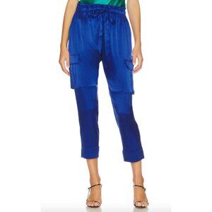 Cami NYC Carmen Silk Charmeuse Cargo Pants Neptune Blue Size XXS